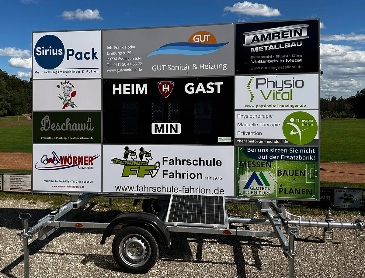 Mobile Spielstand Anzeige für Handballverein finanziert durch Sponsoren